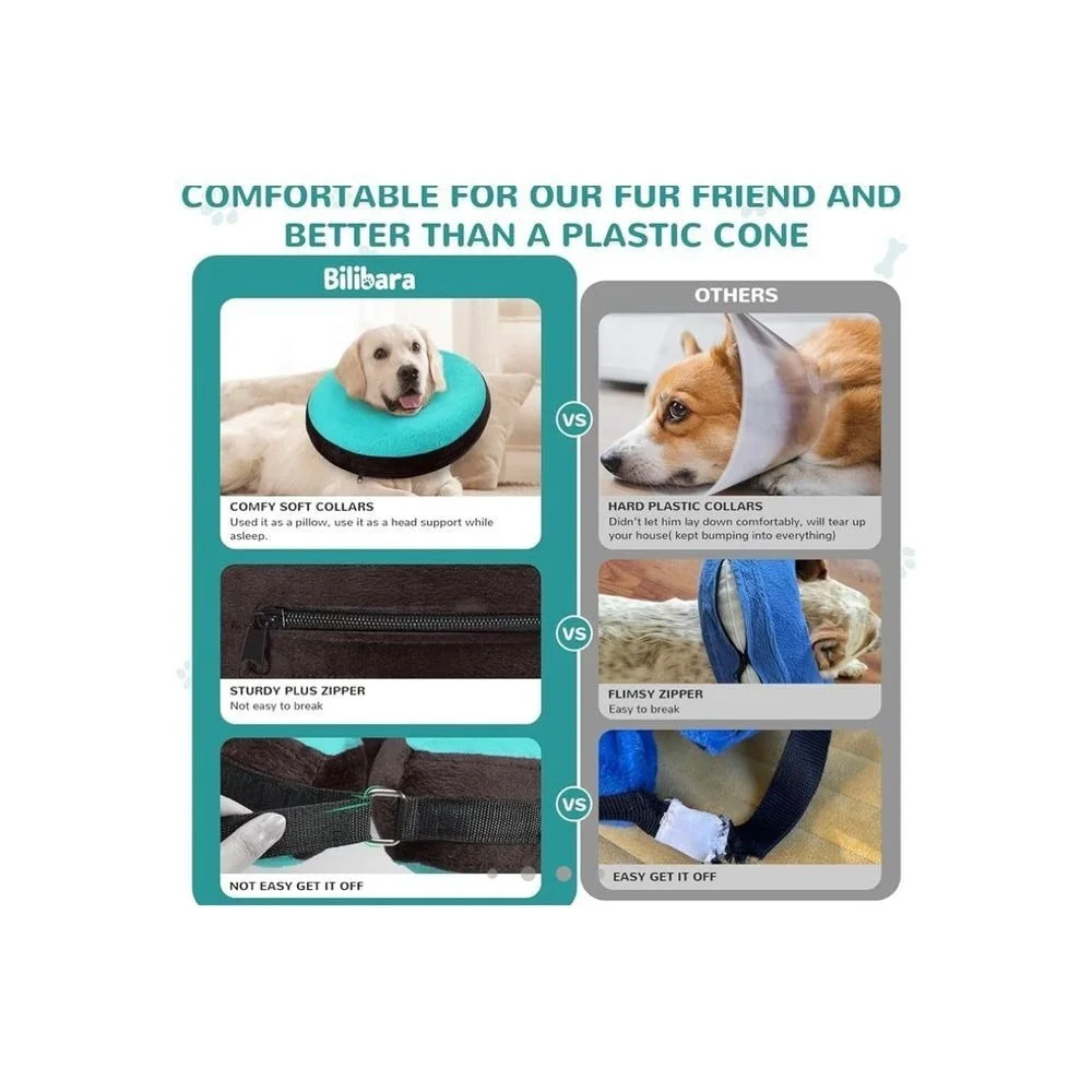 Dog Cone Alternative After Surgery, Inflatable Recovery Collar for Dogs size med